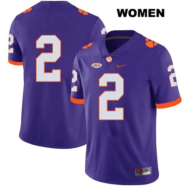 Women's Clemson Tigers #2 Frank Ladson Jr. Stitched Purple Legend Authentic Nike No Name NCAA College Football Jersey XMM3246HM